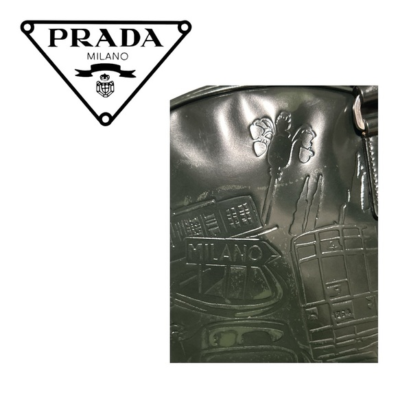 Prada Dark Green Spazalotta Print Bowling Bag - Picture 5 of 11